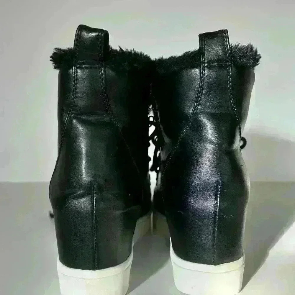 Brash Wedge Lace Up Boots with Faux Fur - Picture 4 of 7